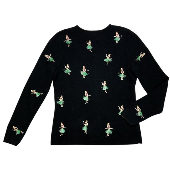 Eagle's Eye Vintage Hula Dancer Cardigan Sweater S Black - Picture 11 of 12